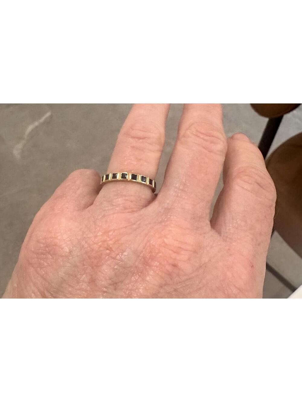 Frieda Rothman Vault stacking ring size 5 1/2 gold with blue stones